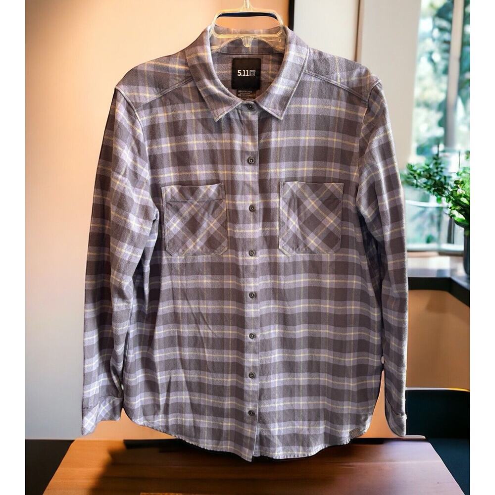 5.11 Tactical Covert Long Sleeve Shirt Mens XL Blue Plaid 2 Pockets Cotton
